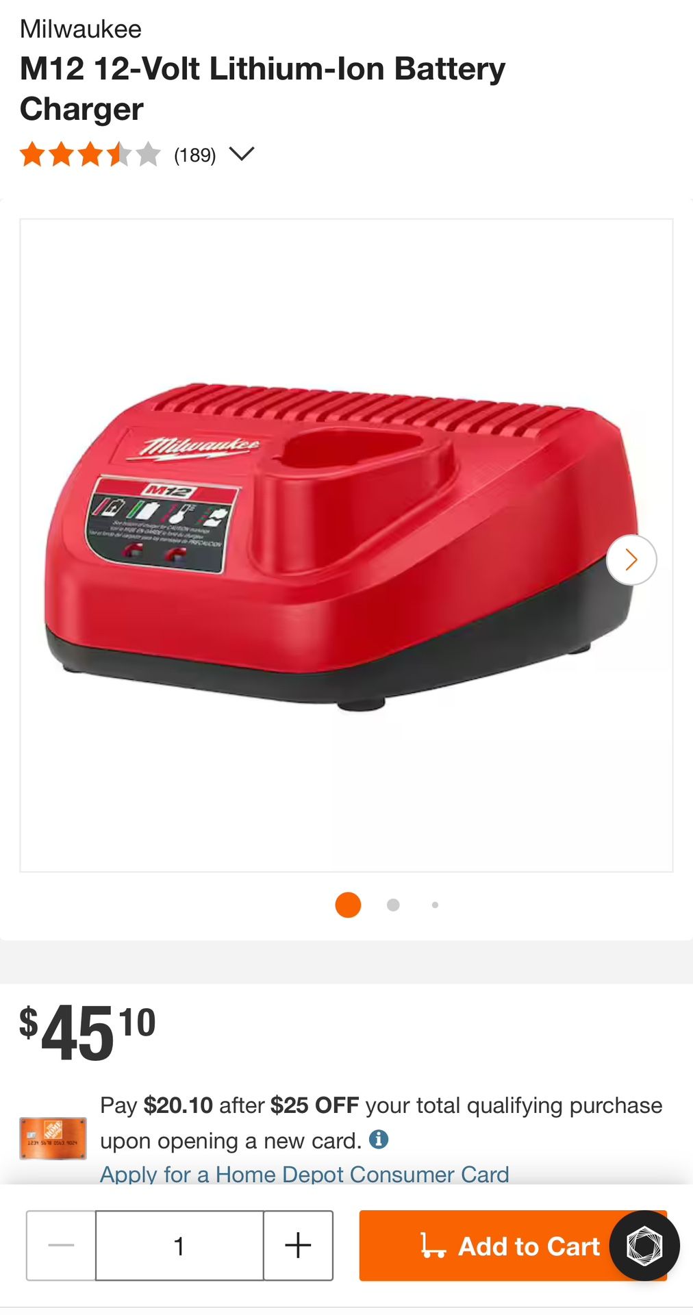 M12 12-Volt Lithium-Ion Battery Charger