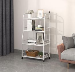 Metal storage shelf organizer white