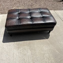 Bernhardt Chesterfield Style Tufted Brown Leather Ottoman