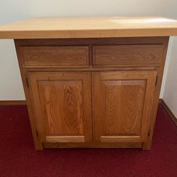 Mobile Oak/Butcher Block Kitchen Island / Craft Center