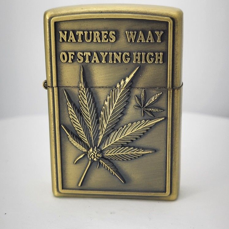 3D Carved Marijuana Weed Pot Natures way of Staying High Lighter, Windproof