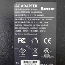 Alienware Dell 240 Watt Laptop Charger