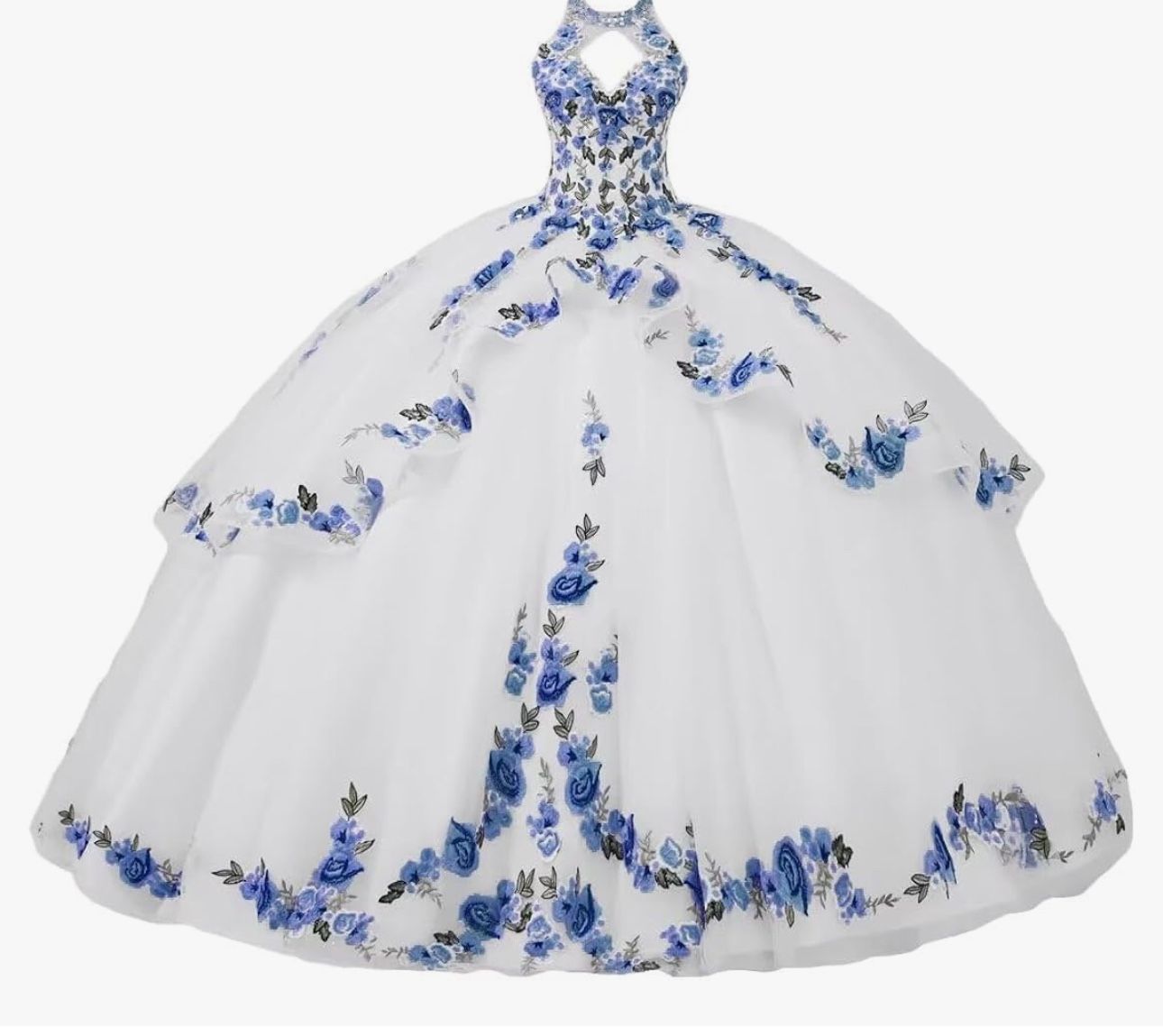 Halter Embroidery Appliques Quinceanera Dresses Ball Gowns Tulle Puffy Sweet 15 16 Birthday Party Dress