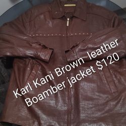 Karl Kani Leather Bomber Jacket $120