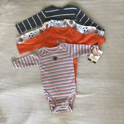 NWT Carter’s 4 pack long sleeves bodysuits Mayor Cuties 3 M Baby Shower 