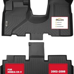 orealtrend Black Floor Mats Liners Replacement for Honda CRV CR-V 2002-2006 Heavy Duty All Weather Guard Front and Rear Car Carpet-Custom Fit-Tough/Du