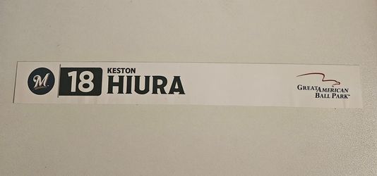 Kestin Hiura Locker Room Nameplate from Great American Ballpark  $45