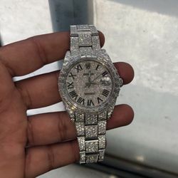 VVS1 D Color Moissanite Iced Out Rolex Datejust Aftermarket Custom Luxury Watch 100% Certified Stones - W Box + Papers Included 