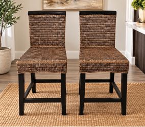 Woven Rattan Counter Stools Set of 2