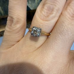 14K Yellow Gold Beautiful Old Cut Natural Diamond Engagement wedding Ring 