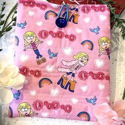 Book Kindle Sleeve Bag Cover 10x8in Retro Lizzie Mcguire Fabric Padded Quilted
