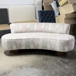 CUSTOM SIDE SOFA W/ WALNUT LEGS