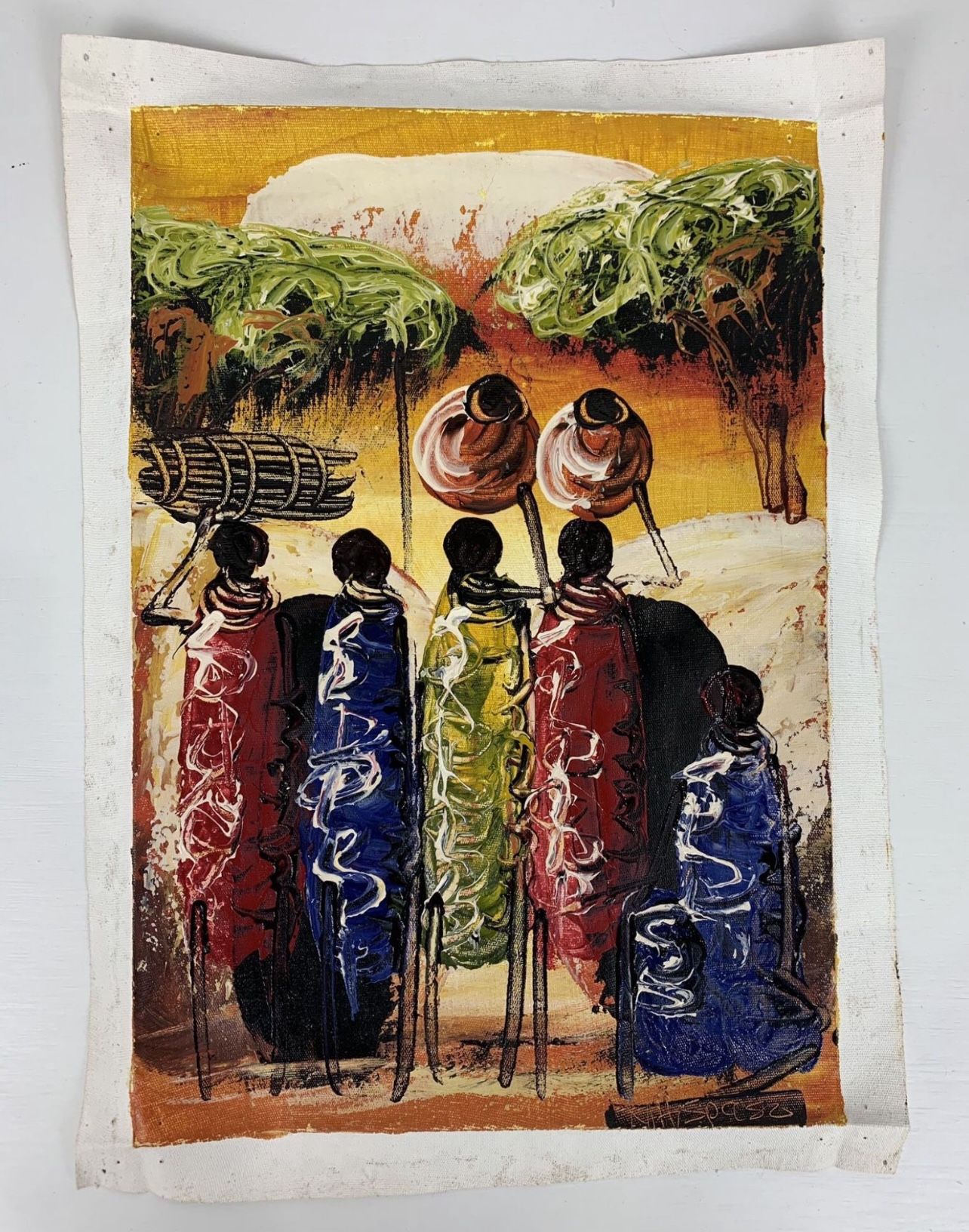 Africa Imported Oil Painted Village