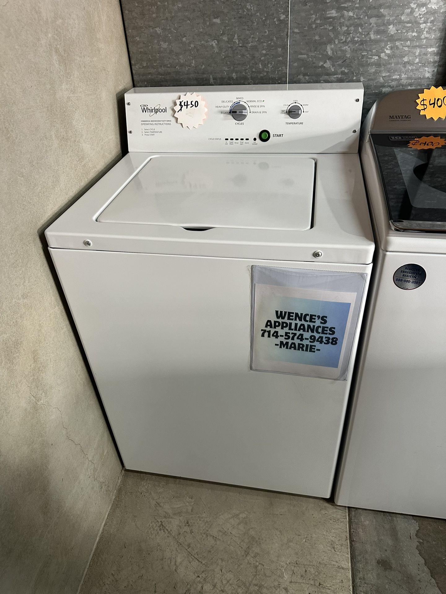 WHIRLPOOL WASHER COMMERCIAL WASHER TOP LOAD 