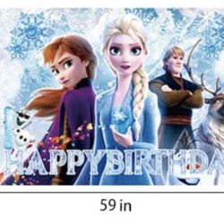 Frozen Birthday Party Decoration Bundle – Balloons, Banner & Backdrop