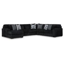 4 Pcs Black Velvet Sectional 