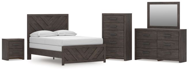 Prendonea Charcoal Full Panel Bed, Dresser, Mirror, Chest and Nightstand (Online Special Price)