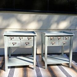 Pair of world market side tables night stands end table distressed cottage look rustic antiqued