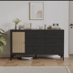 Boaventura Rattan Six-Drawer One-Door Storage TV Cabinet