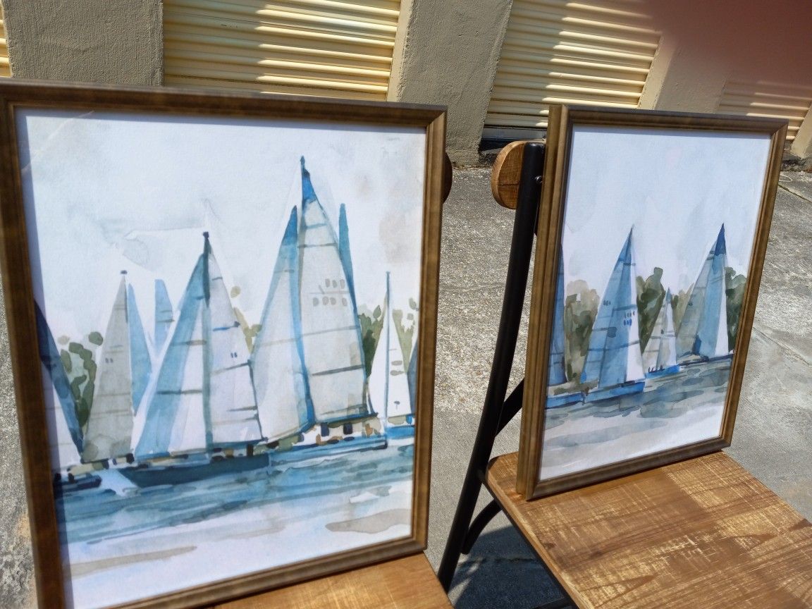 Sailboats Pair Of Two Art Prints