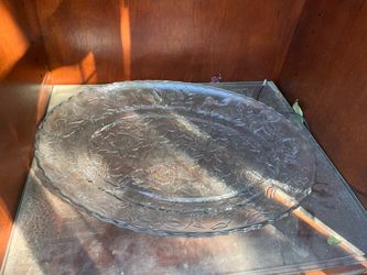 Large Clear Glass Embossed Serving Platter