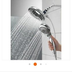 New Delta  In2ition 5-Spray Patterns 1.75 GPM 6.81 in. Wall Mount Dual Shower Heads in Chrome. Retails $122 With Taxes!