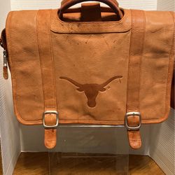 Genuine Tan Leather Canyon Outback Longhorn Branded Laptop Organizer/Messenger Bag