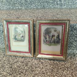 PAIR OF ANTIQUE FRAMED COLOR LITHOS FROM PICKWICK PAPERS