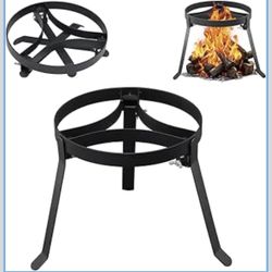 Cooking Tripod for Campfire, 9.8Inch Durable Steel Campfire Tripod for Cooking for Dutch Oven Outdoor Cooking, Foldable Fire Pit Stand with Black Heat