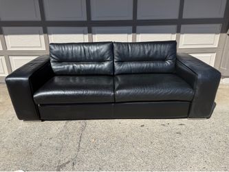 Black leather sofa, made in Italy, 90 inches, thick leather