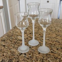 Partylite Glass Trio Candle Holders With Candles