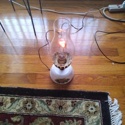 Old Antique Lamp, With Tulips .