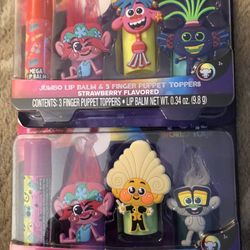 Trolls lip balm and finger puppet Toppers