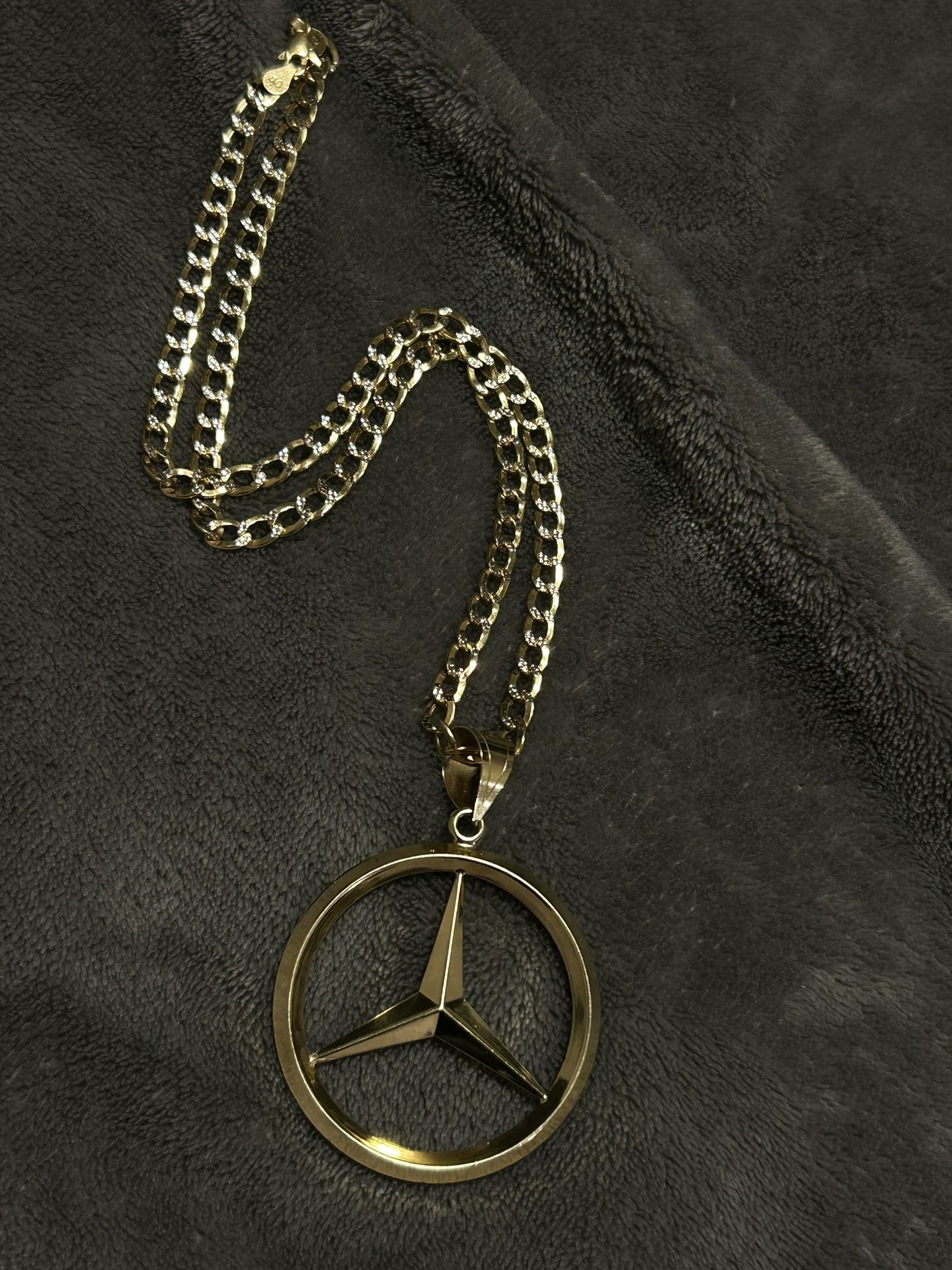 new 10k gold 20inch cuban chain9.7g 14k 2 1/2inch custom mercedes pendant 6.4g all real 