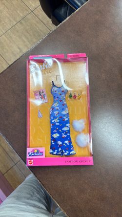 New Mattel Barbie Fashion Avenue Lingerie Collection blue gown with printed clouds and hearts