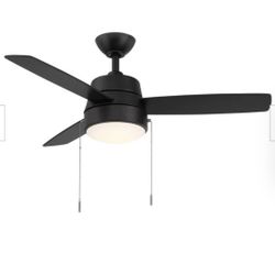 Caprice 44 in. Integrated LED Indoor Matte Black Ceiling Fan with Light Kit