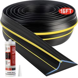 Universal Garage Door Threshold Seal Strip 16 FT Kit with Silicone Sealant 