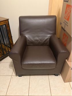 Brown Faux Leather Accent Chair