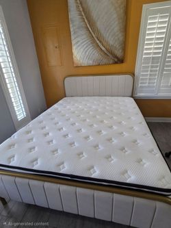 Queen Mattress with Upholstered Bed Frame