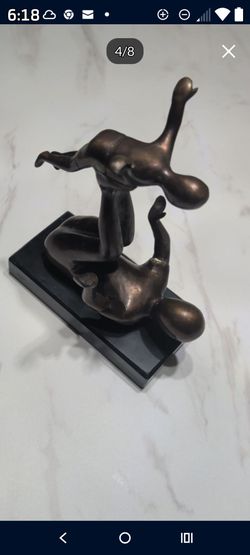 Very Fine Modernist Early to Mid 20th C. ABSTRACT Bronze/Brass Sculpture Adult & Child Gymnasts. On Marble Base. Unsigned. Rare!!!