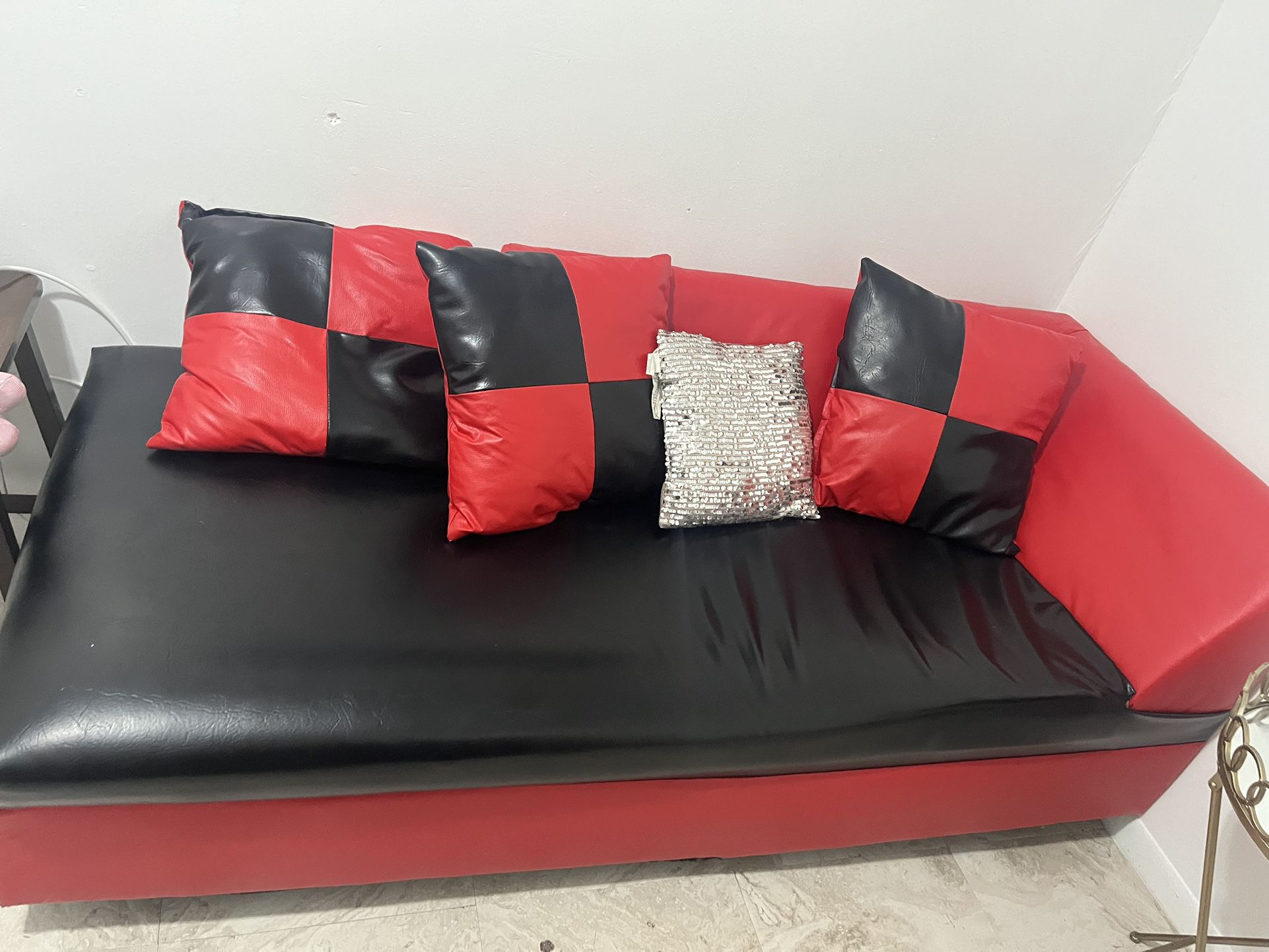 Red Leather couch (Great condition)
