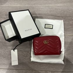 Gucci Red GG Marmont quilted leather wallet BRAND NEW