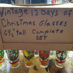Vintage 12 Days Of Christmas Glasses 