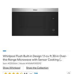 Whirlpool Flush Built-in Design 1.1-cu ft 30-in Over-the-Range Microwave with Sensor Cooking ( Fingerprint Resistant Stainless Steel ) Item # |