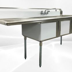 NSF Left One 3 Compartment Sink With Faucet S3C182414-24L-318

