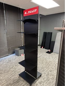 Retail Display Rack w/ Shelves, Hooks & Rolling Base