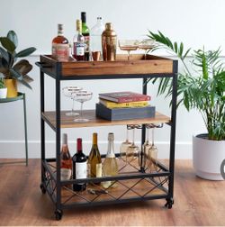 Modern Manor Bar Cart, Kitchen Cart, Coffee Cart