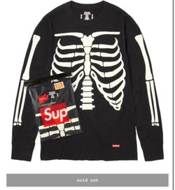 NEW Supreme Hanes bones thermal crew sz M | BLACK