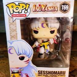 Funko Pop Animation • InuYasha • # 769 • Sesshomaru Vynyl Figure • 3-Yrs. Up • There's A Slight Crack At One Corner Of View Plastic Window . 