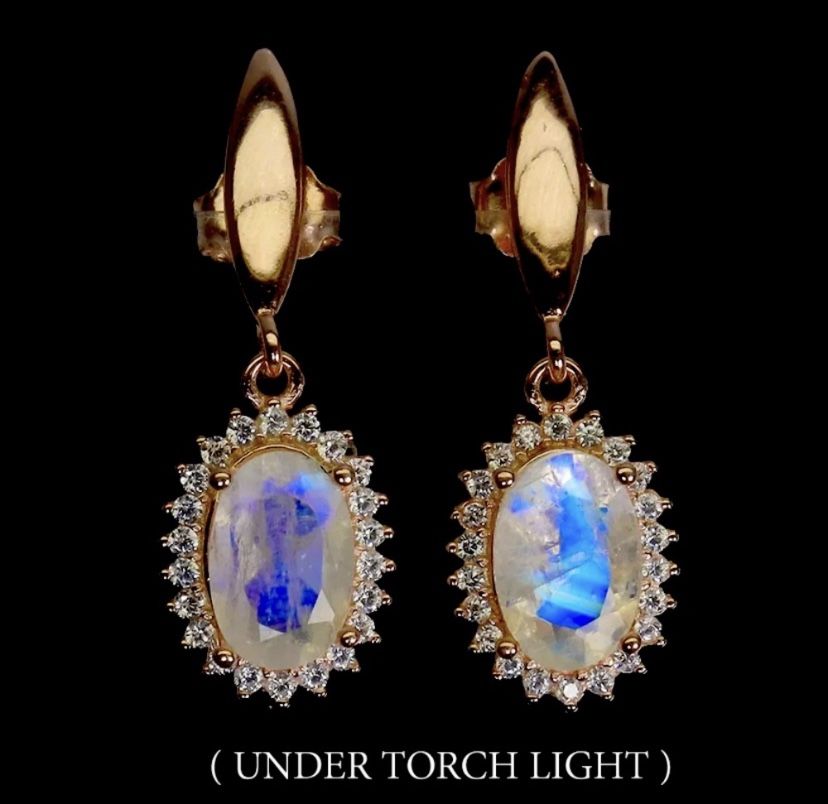 Natural Moonstone Rose Gold Earring’s 925